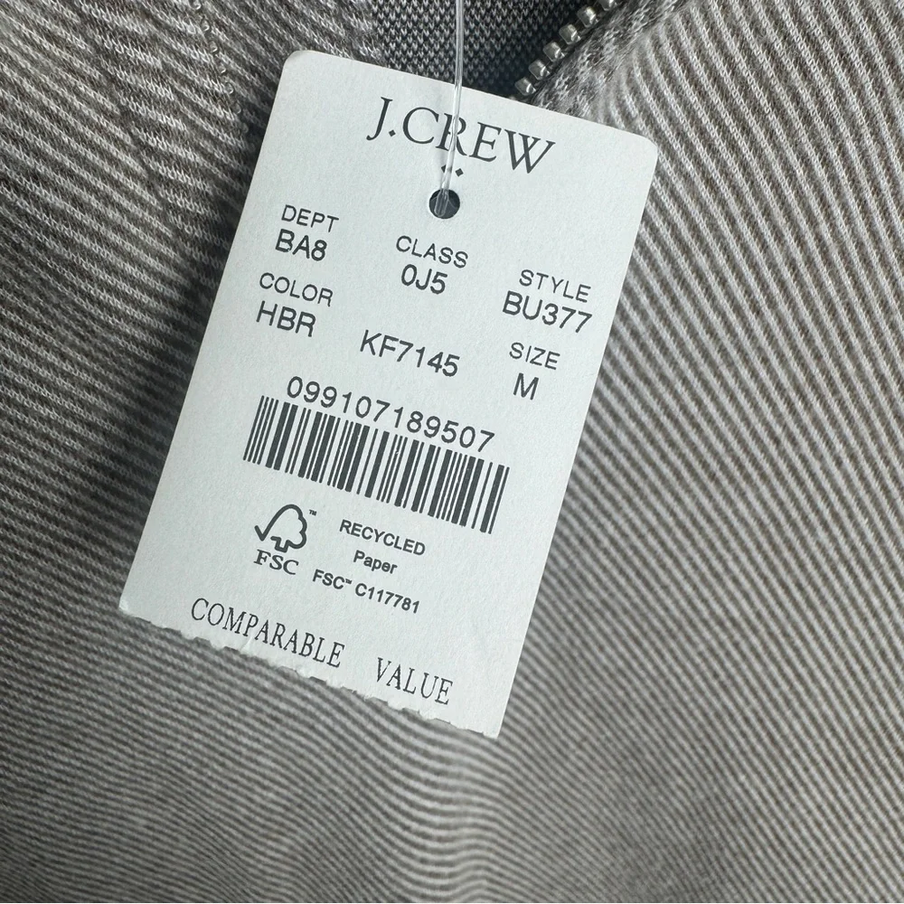 J. Crew‎ Double Knit Half Zip Pullover Fleece Sweater M Heather Brown Tan NEW